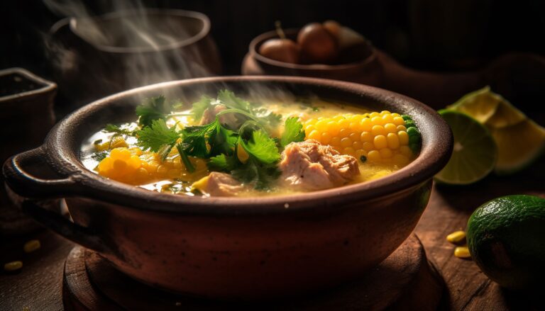 pollo arroz proteína cebolla papa maíz choclo vegetales saludable caldo sopa